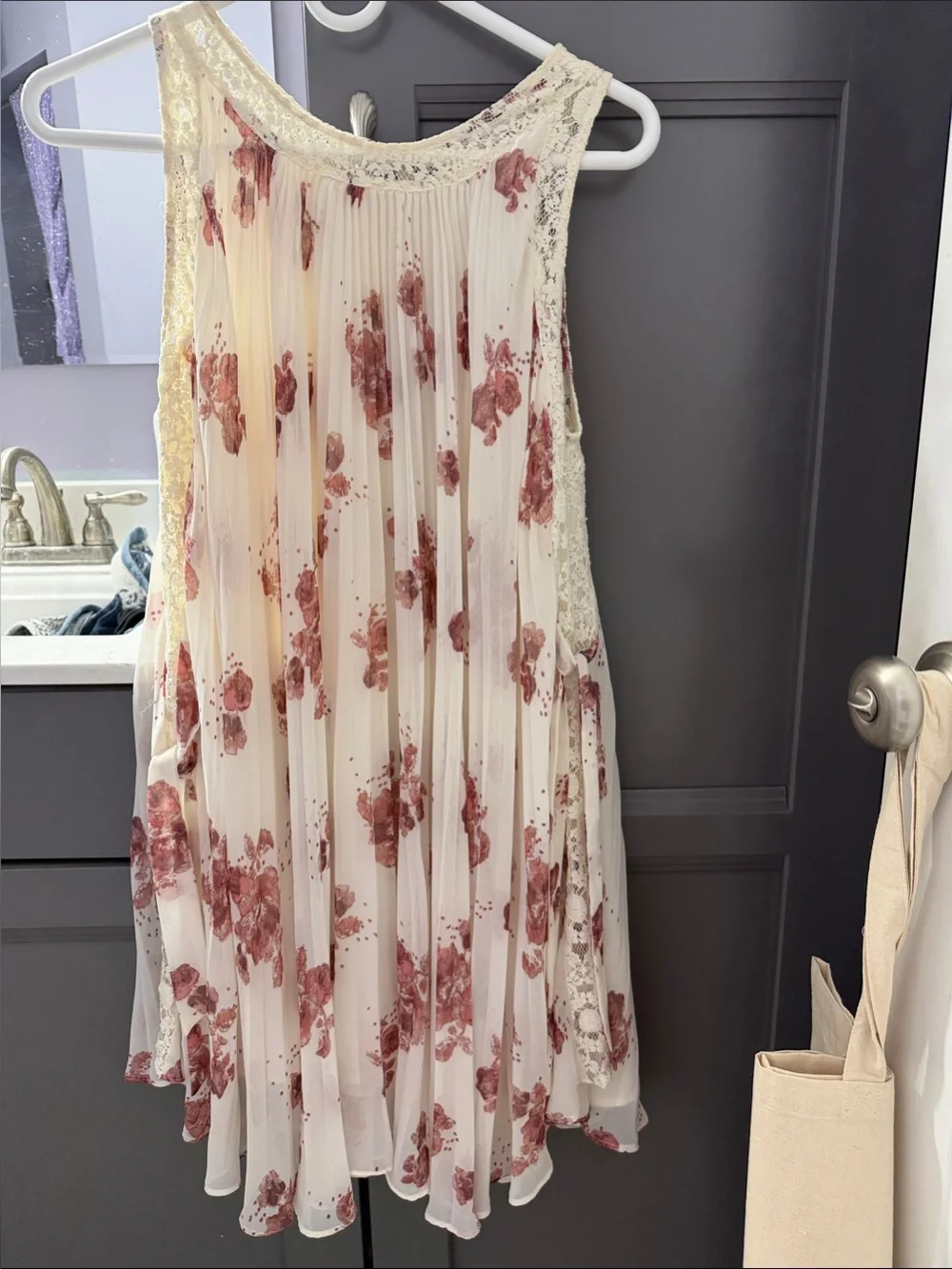 Free People Cream Midi Dress with Rose Print